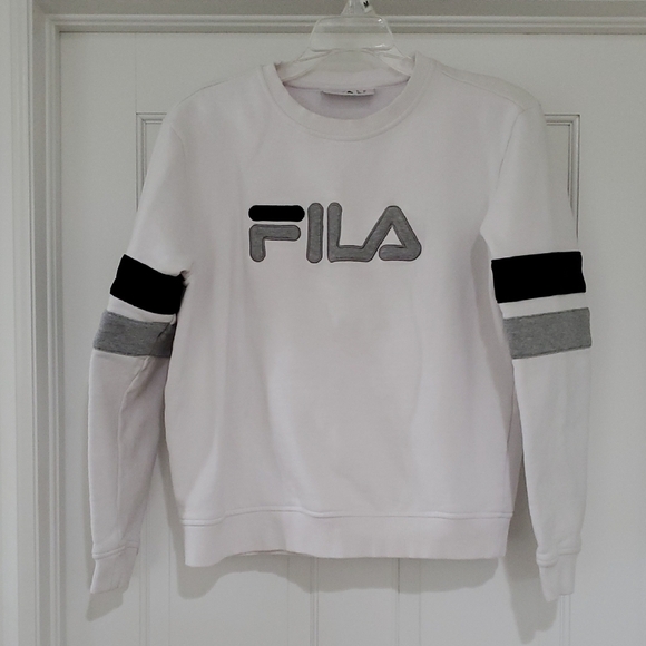 Fila White/ Gray Crewneck Sweatshirt Womens SZ M - Picture 1 of 3